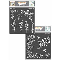 Craftreat Wild Flower Stencils For Painting On Wood, Canvas, Paper, Fabric, Floor, Wall And Tile - Wild Flowers And Leaves And B