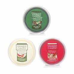 Yankee Candle 3 Pack Holiday Collection Easy MeltCup 2.2 Oz.- Balsam & Cedar, Sparkling Cinnamon, Christmas Cookie
