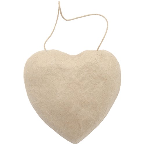 Darice 2833-44 Paper Mache Puffy Heart with String, 5.5-Inch