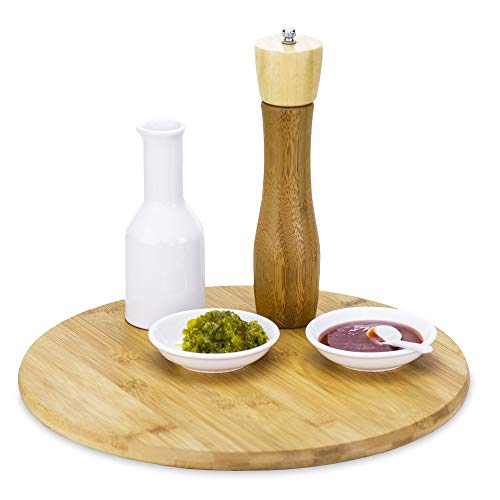TB Home 14" Bamboo Lazy Susan Kitchen Turntable for Pantry Cabinet or Table
