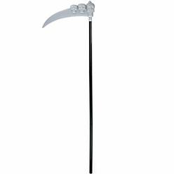 Skeleteen Scythe Staff With Skulls - Grim Reaper Death Scythe Costume Accessories Weapon Prop