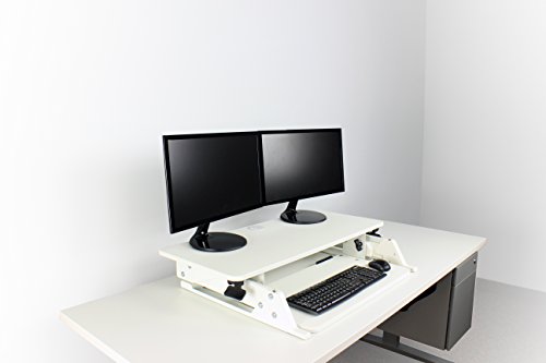 RightAngle Helium Surface Desktop Sit-To-Stand Desk Computer Riser, White