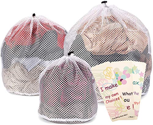 OveeLando Ovee Lando Drawstring Lingerie Laundry Wash bags Set for Delicates, Garments, Blouse, Sweaters, Bras, and Quilts, Set of 3,