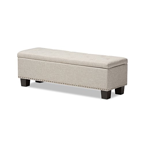 Baxton Studio Sandrine Modern and Contemporary Beige Fabric Upholstered Button-Tufting Storage Ottoman Bench
