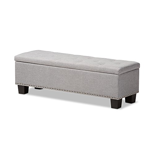 Baxton Studio Sandrine Modern and Contemporary Greyish Beige Fabric Upholstered Button-Tufting Storage Ottoman Bench