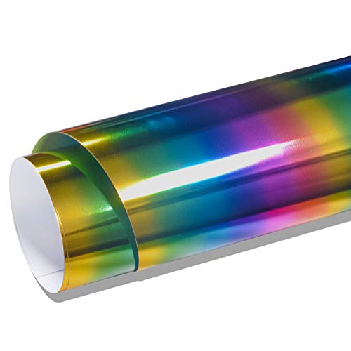 VINYL FROG Holographic Rainbow Iron on Vinyl Roll 0.8x5ft Metillic