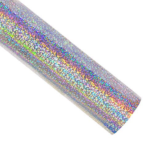 VVEEWUU Holographic HTV Vinyl Rolls 12" x 5ft Heat Transfer Vinyl for DIY T-Shirts or Fabrics Iron on Vinyl Easy to Cut and Weed