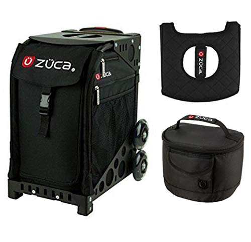 Zuca Inc Zuca Sport Bag - Obsidian with Gift Hot Pink/Black Seat Cover and Black Lunchbox(Black Frame)