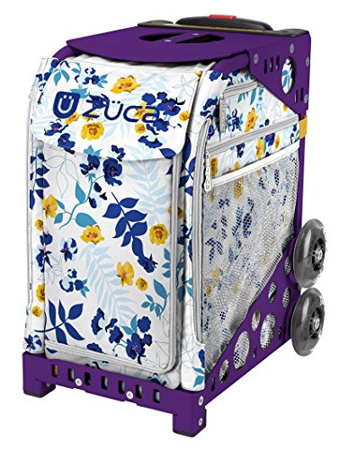 ZUCA Boho Floral Sport Insert Bag and Purple Frame with Flashing Wheels