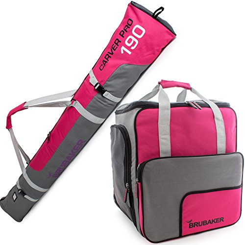 BRUBAKER Superfunction - Limited Edition - Combo Ski Boot Bag and Ski Bag for 1 Pair of Ski, Poles, Boots and Helmet - Dark