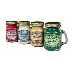 Our Own Candle Company 4 Pack Christmas Assortment Mini Mason Jar Candles - 3.5 Oz Balsam Pine, 3.5 Oz Cranberry Orange