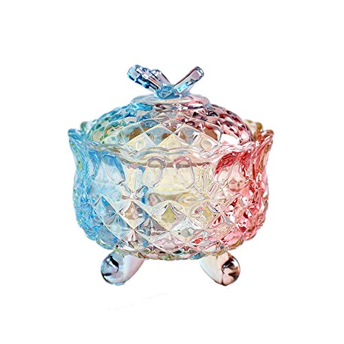 SOCOSY Royal Embossed Crystal Candy Box with Lid Footed Jewelry Box Candy Jar Cookie Jar Wedding Candy Buffet Jars Kitchen