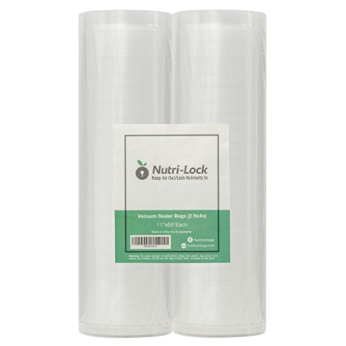 Nutri-Lock Vacuum Sealer Bags. 2 Rolls 11x50. Commercial Grade Food Saver  Bags Rolls. Nutri-lock Bags Work with Foodsaver.