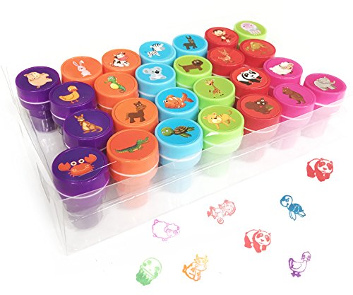 Alled 26 Pieces Animals Fun Stamps for Kids,Alled Self-Ink Washable Stampers Set for Children Party Favor,School Prizes,Birthday