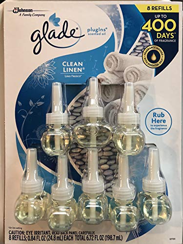Glade Plugins Scented Oils Refills - Clean Linen .84 FL Oz (8 Pack)