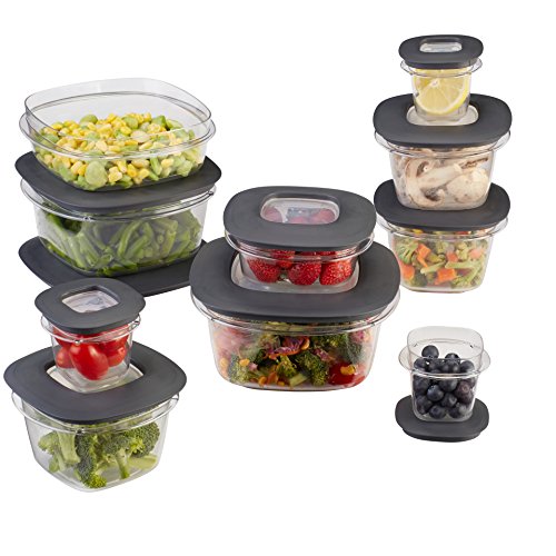 Rubbermaid Premier Easy Find Lids Meal Prep and Food Storage Containers, Set of 10 (20 Pieces Total), Grey |BPA-Free & Stain