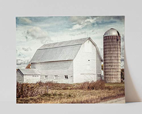 Lisa Russo Fine Art Farmhouse Home Decor White Barn Landscape Wall Art (Not Framed) Print. Rustic Country Photography. 8x10, 11x14 or 16x20.
