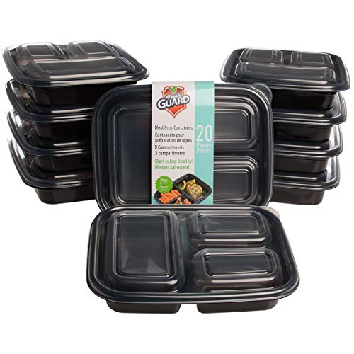 Fresh Guard 10 Pack (20 Pieces Total) Meal Prep Containers 3 Compartment  Food Storage Containers With Lids BPA Free Reusable