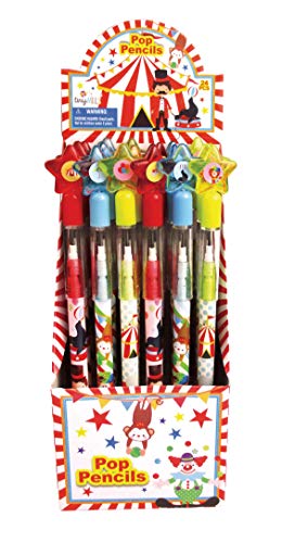Tiny Mills TINYMILLS 24 Pcs Circus Carnival Multi Point Stackable Push Pencil Assortment with Eraser for Circus Carnival Birthday Party