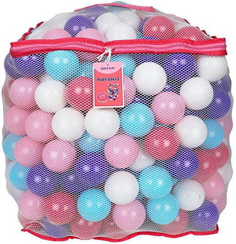 Click N' Play Pastel Colors Ball Pit Balls, 200 Pack - Plastic Refill Balls, Phthalate & BPA Free, Reusable Storage Bag with Zip