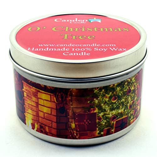 Candeo Candle O' Christmas Tree, Super Scented Soy Candle Tin (6 oz)