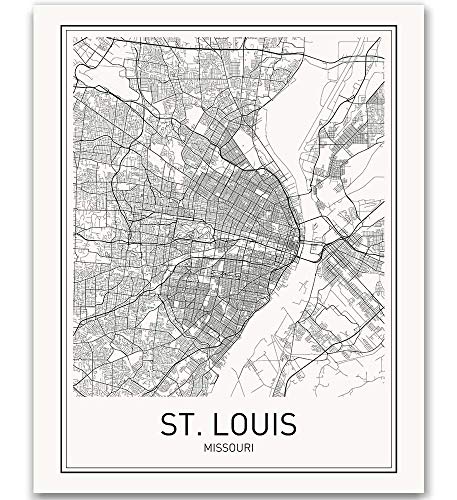 MotivatedWallArt St. Louis Poster St. Louis Map of St. Louis City Map Posters Modern Map Art City Prints Missouri Art Minimal Print St. Louis