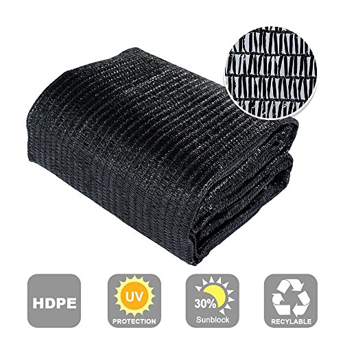 Agfabric 30% Sunblock Shade Cloth Cover with Clips for Plants 6.5â€™ X 20â€™, Black