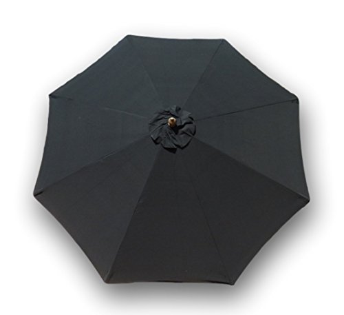 Formosa Covers Replacement Umbrella Canopy for 9ft 8 Ribs, Black Olefin (Canopy only)