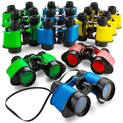 Kicko Toy Binoculars with Neck String - 24 Pack - 3.5 x 5 Inch - Novelty Binoculars for Children, Sightseeing, Birdwatching,