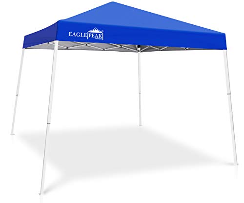 EAGLE PEAK 10' x 10' Slant Leg Pop-up Canopy Tent Easy One Person Setup Instant Outdoor Canopy Folding Shelter with 64 Square
