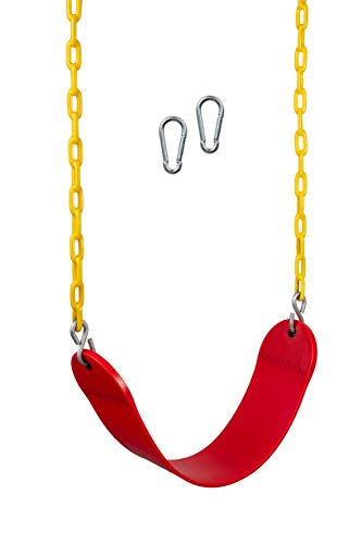New Bounce Swing Seat - Swing Set Accessories for Outside, with Heavy Duty Rust-Proof Chain Coated in Thick Plastic for