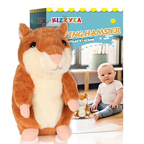 KIZZYEA Bigger Talking Hamster - Repeats What You Say - Interactive Stuffed Plush Animal Talking Toy - Fun Gift for 2,3 Year