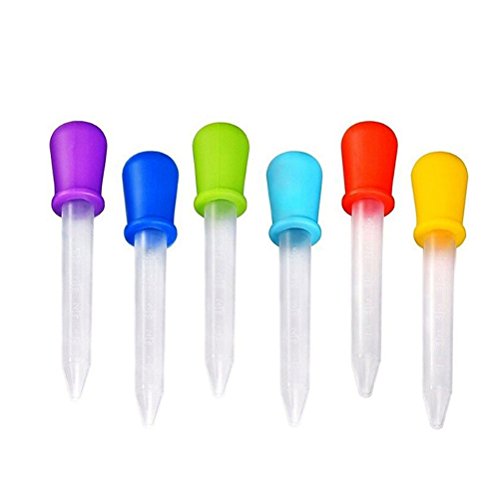 TOYMYTOY Liquid Droppers Set of 8 , Silicone Plastic Pipettes Transfer Mold  Kids Arts Science School Home Supplies (Random