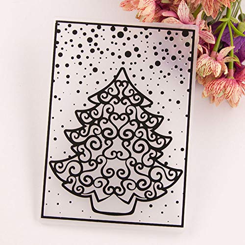 WooYangFun Welcome to Joyful Home 1PC Christmas Tree Background Embossing Folder for Card Making Floral DIY Plastic Scrapbooking Photo