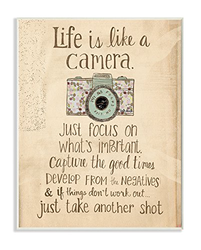 Stupell Industries Stupell Home DÃ©cor Life Is Like A Camera Inspirational Art Wall Plaque, 10 x 0.5 x 15, Proudly Made in USA