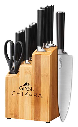 Ginsu Gourmet Chikara Series Forged 12-Piece Japanese Steel Knife Set â€“ Cutlery Set with 420J Stainless Steel Kitchen