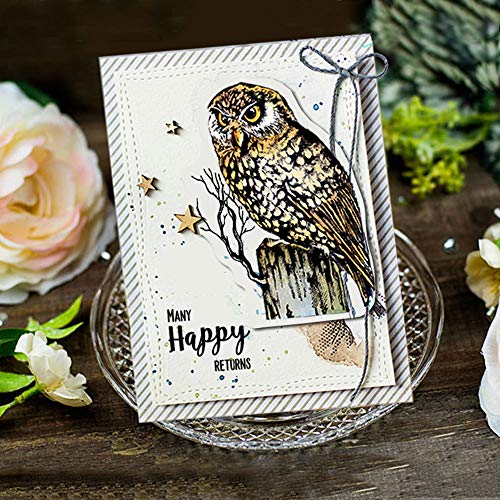 LZBRDY 7.1 by 8.5 Inch Owl on Branch Rabbit Butterfly House Christmas Tree Cutting Dies and Stamps Set for Card Making and