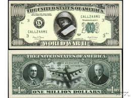 American Art Classics Set of 5 - World War II Commemorative Million Dollar Bills