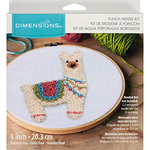 Dimensions 72-76201 Llama Punch Needle Embroidery Kit, 8'' Diameter