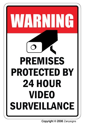 SignMission Video Surveillance Sign Property Protected 24 Hour Security Protection Warning | Indoor/Outdoor | 12" Tall |