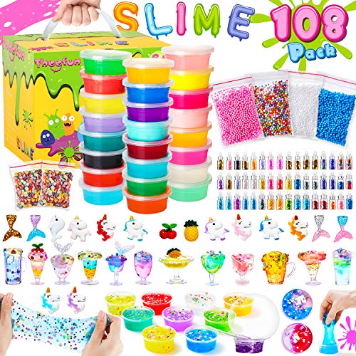 TheeFun Theefun Slime Kit, 108Pcs DIY Slime Making Kit for Girls