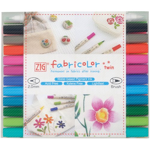 Zig Fabricolor Twin Tip Textile Marker, Colors Vary