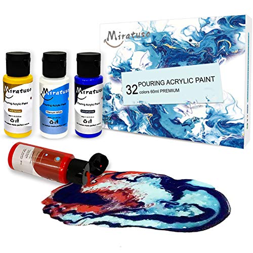 Miratuso 32 Colors 60ml Acrylic Pouring Paint Set Pre-Mixed, High