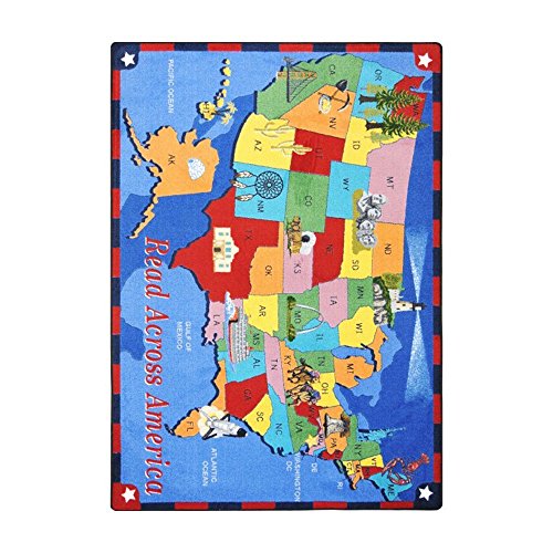 Joy Carpets Kid Essentials Geography & Environment Read Across America Rug, Multicolored, 5'4" x 7'8"