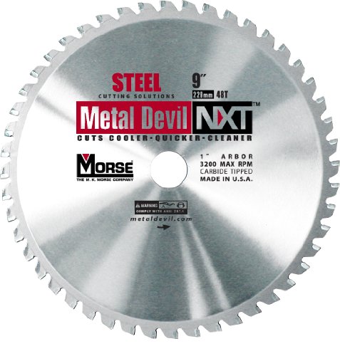 MK Morse CSM948NSC Metal Devil NXT Circular Saw Blade, 9-Inch Diameter, 48 Teeth, 1-Inch Arbor, for Steel Cutting