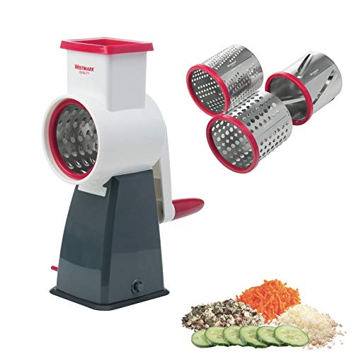 WESTMARK Westmark Multipurpose Rotary Cheese Grater with 4 Interchangeable Stainless  Steel Drums and Non-Slip Suction Pad