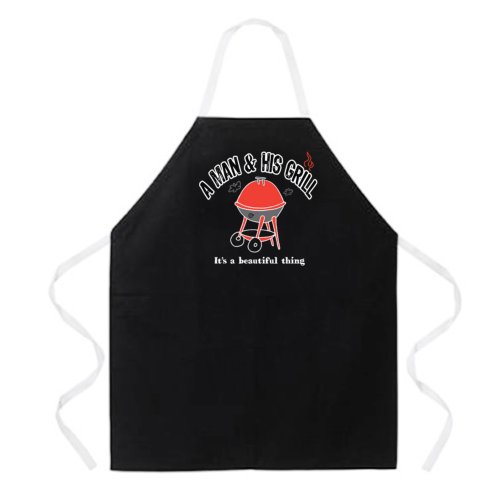 Attitude Aprons Fully Adjustable A Man and His Grill Apron, Black, One Size Fits Most