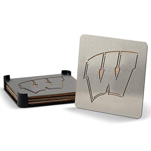 YouTheFan NCAA Wisconsin Badgers Boaster Stainless Steel Coaster Set of 4