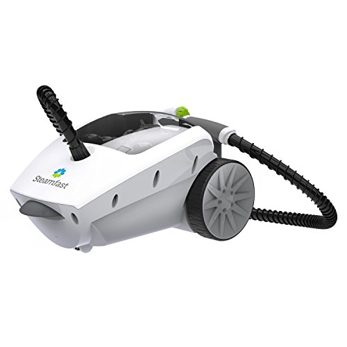 steamfast sf-375 deluxe canister steam cleaner with 18 accessories, continuous trigger, and onboard storage, white