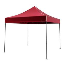 Stalwart Red Top Pop-Up Instant Canopy Tent - 10' x 10' - Large Outdoor Backyard Party Tent